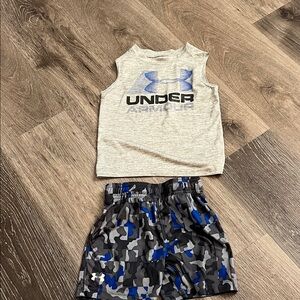 Under Armour Kids Gray Tank Top with Blue Logo